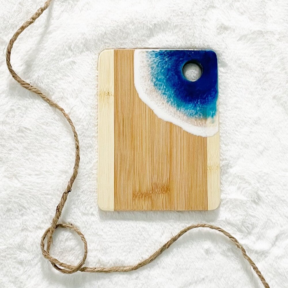 Coastal Ocean Wave Resin Art Small Bamboo Board